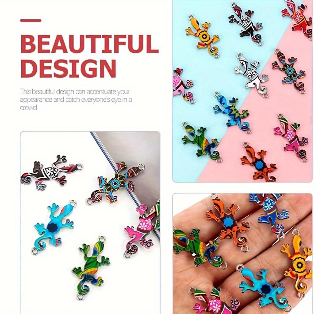 5/10/20 szt. Kreatywny wisiorek z serii zwierzęcej Kolory Kształt gekona jaszczurki Wisiorek z podwójnym kółkiem DIY Bransoletka Naszyjnik Kolczyki Breloczek