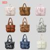 Down bag cotton clothes women's bag simple space bag solid color soft square filled shoulder handbag new