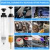 2-Pack 200CC Automotive Fluid Extractor Pump, Manual Oil Change Syringe with 50cm Rubber Hose, Manual Suction Vacuum Fuel Car Transfer for Power