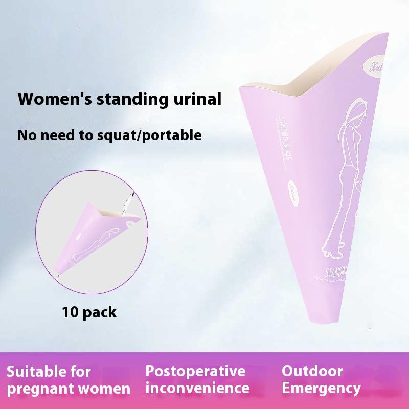 10 ks Ženský pisoárový trychtýř Pro těhotné Jednorázové zařízení pro ženské močení Cestování Kempování Venkovní Přenosný Stojící Čůrání Papírový kelímek