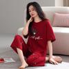100% Cotton Women's Red Pajamas - Spring/Fall Wedding Year of the Rat Long Sleeve Plus Size Set
