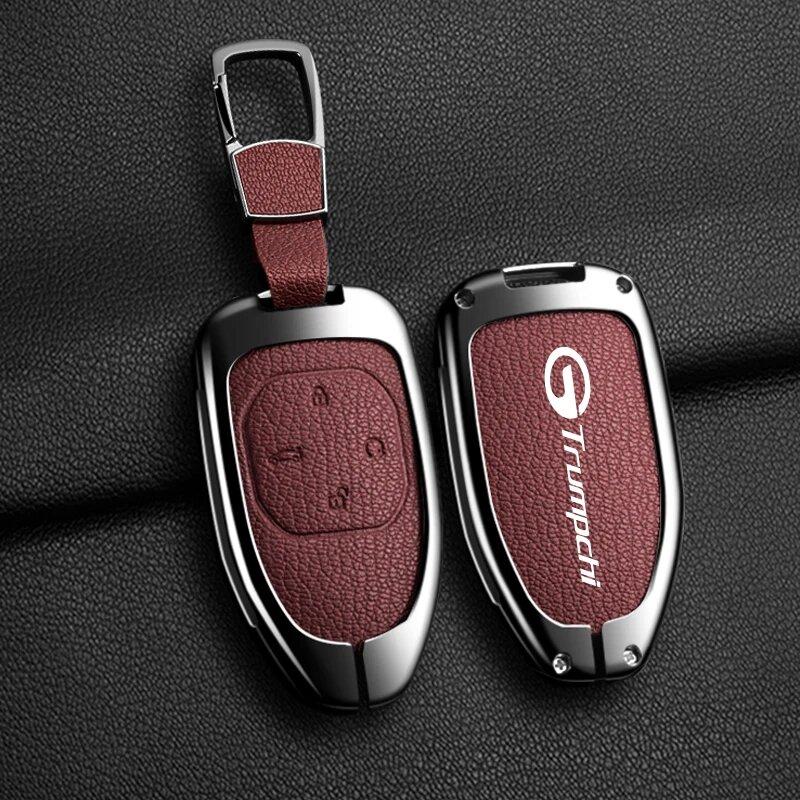 Goatskin Car Key Case Gac New Energy Trumpchi  Empow J11 J12 J13 J14 J15 J16 Gs8 Car Key Key Cover Zinc Alloy Leather Protec