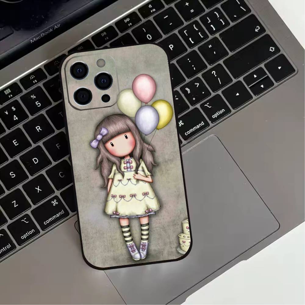 Lovely Santoro G-Gorjuss Series Phone Case For iPhone 17,16,15,14,13,12,11 Plus,Pro Max,XS,Soft Silicone Black Cover