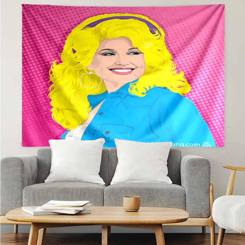 Dolly-Parton Imprimé Léopard Séchage Rapide Tapisserie Murale pour Chambre à Coucher, Salon, Salle de Jeux, Décoration Salle d'Art Tapisserie Murale Cadeaux de Fête et d'Anniversaire