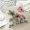 green Floral Pillow Cover Spring/Summer Country-Style Linen Blend Cushion Cover Universal for Living Room Sofa and Outdoor Use with Invisible Zipper