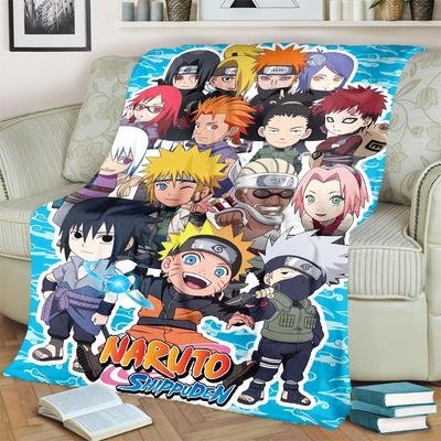 Anime-Naruto Print Blanket Warm Comfortable Flannel Blanket for Bedrooms, Sofas, Beds, Chairs, Picnics, Travel -LXR62