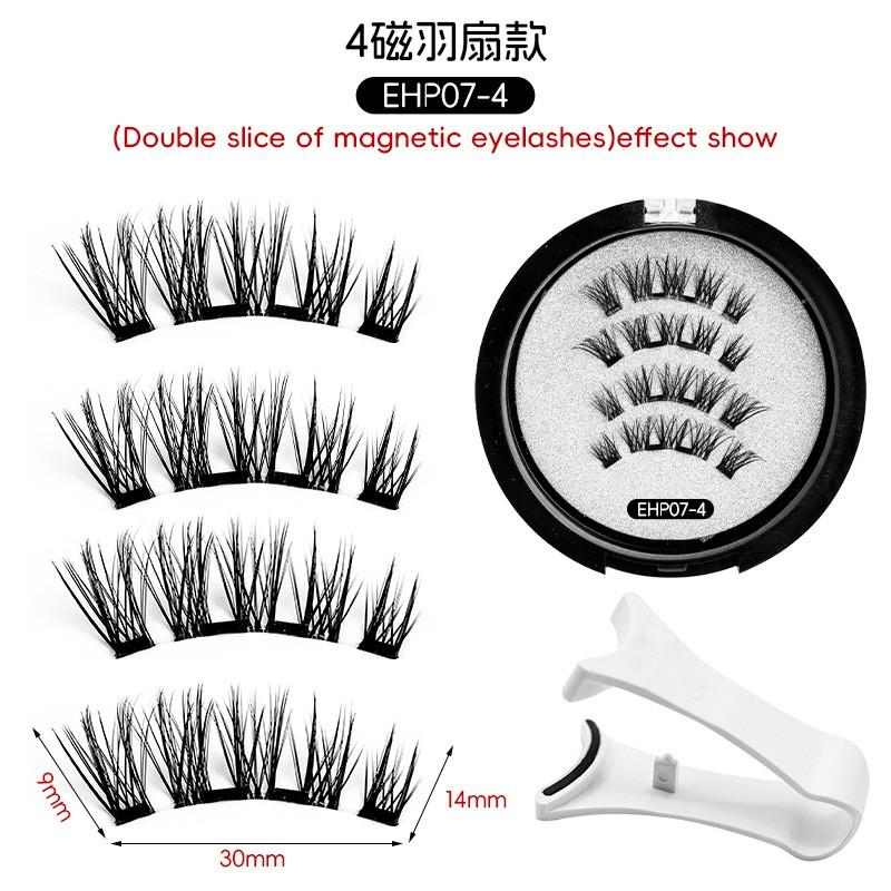 Magnetic False Eyelashes Set With Eyelash Curler Soft Natural Full Strip Reusable No Glue