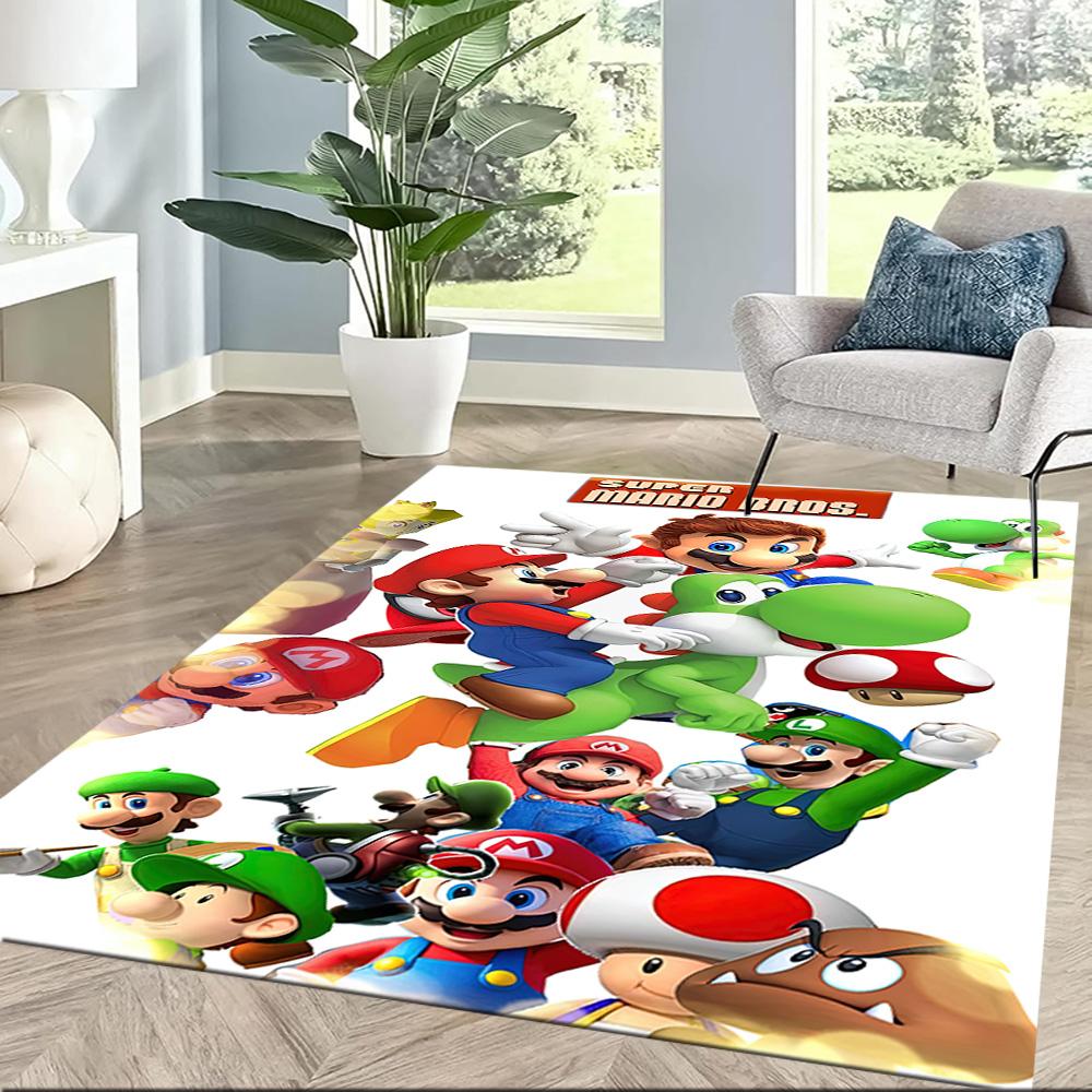 Super Mario Party Fun Square rugs are a great choice for living rooms, bedrooms, home décor, and as gifts.