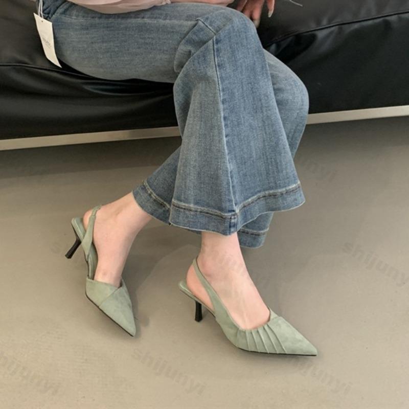 Fashion Elegant High-heeled Single Shoes Pointed Head 2025 Summer New Women's Temperament Lightweight Comfortable Back Strap Cool Pumps