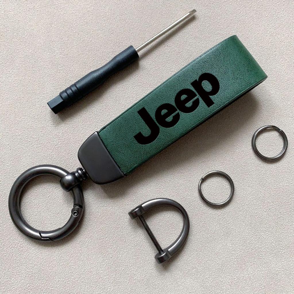 Per Auto Jeep Portachiavi ad Anello in Pelle Vintage Catena in Lega di Zinco Chiave per Jeep Grand Cherokee Wrangler JK Gladiator Compass Renegad