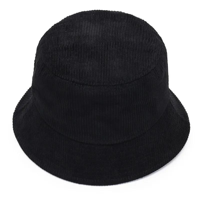 WTEMPO Spring Autumn Winter Casual Bucket Hats Women's Solid Color Windproof Corduroy Streetwear Fisherman Hats