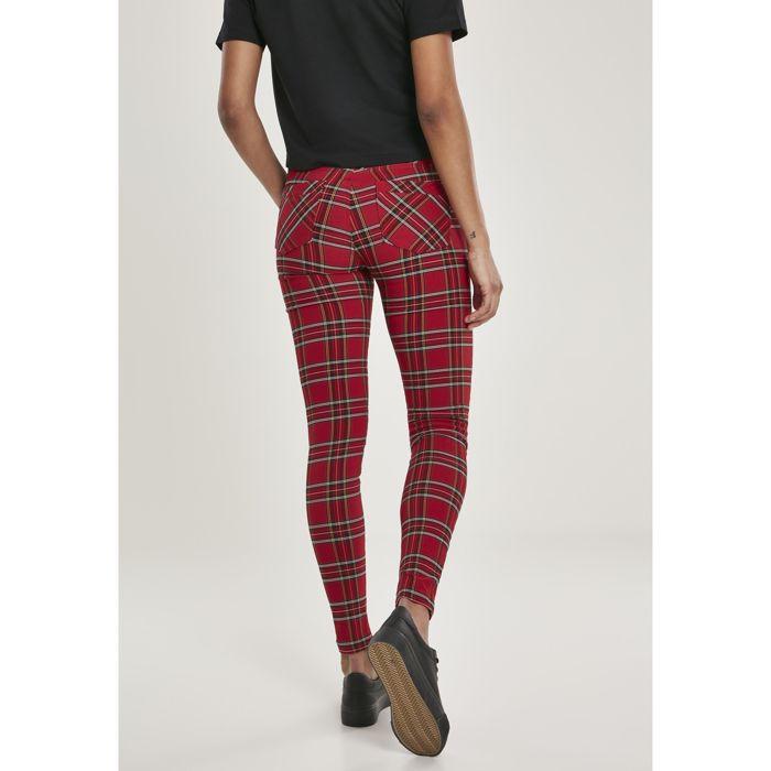 Damen Hose Übergröße - Urban Classic - Skinny - Rotes/Schwarzes Karomuster - Standardgröße - Erwachsene