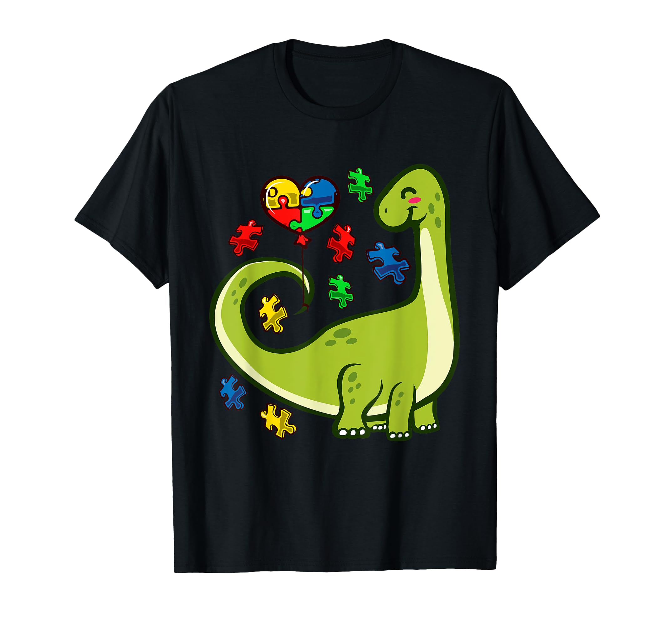 

Autism Awareness Brontosaurus Dinosaur Puzzle Heart T-Shirt