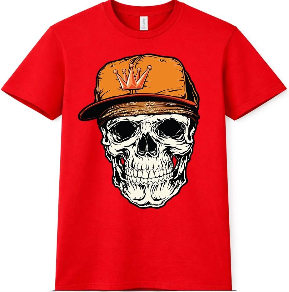 Skull Crown T-Shirt Gothic King Skeleton Tattoo Style Hip Hop Gift Graphic Tee 4XL