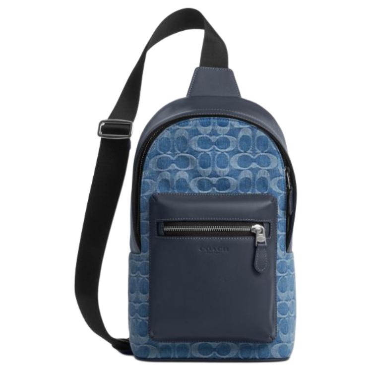 

Coach West 19 Monogram Print Zipper Closure Multi-Functional Pocket Adjustable Shoulder Strap Leather And Fabric Crossbody Bag Small CDF25-SVDE Basic Set (Bag+Dust Bag)