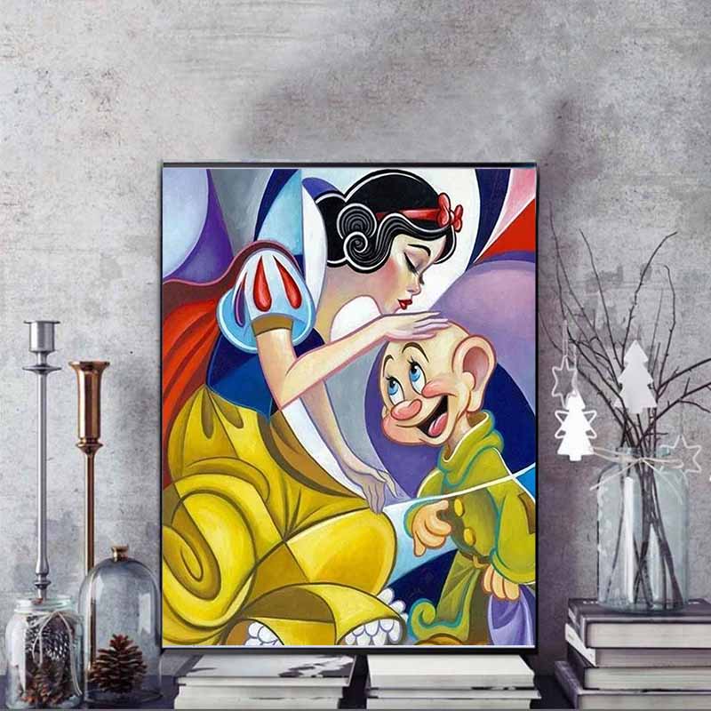 Disney Diamond Painting Snow White and The Seven Dwarfs Artistic Illustration 5D Full Diamond Art Mosaic DIY Embroidery Cartoon Wall Decoration