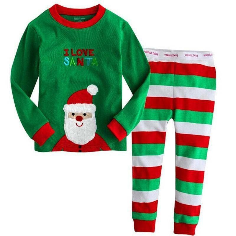 Christmas Children Autumn Pajamas Set Multiple Patterns Cotton Blend Clothing