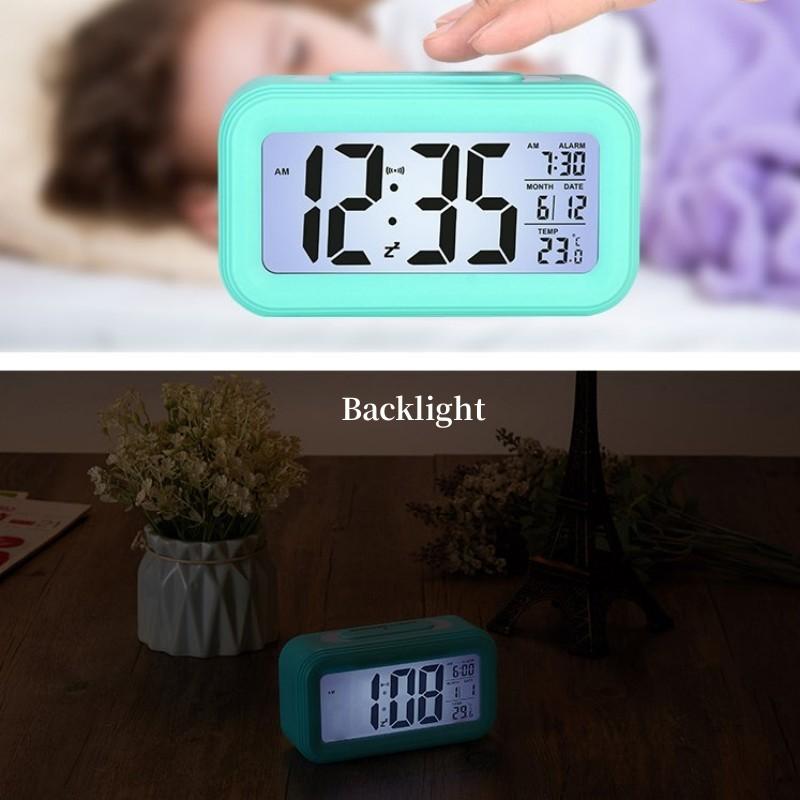 Alarm Clock Desktop Digital Clock  LCD Large Screen Temperature Calendar Nightlight Wake-up Student Snooze Clock 12/24H Bedrooms