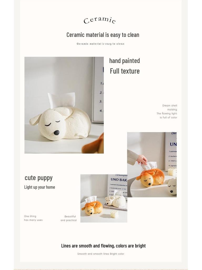 Cute Ceramic Dog Tissue Holder for Bathroom or Living Room