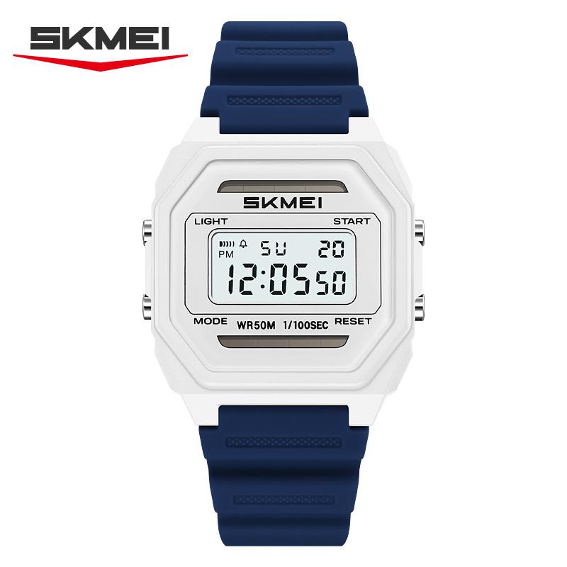 SKMEI 2640 Solar Power Student Digital Watch Retro Square Design Multi-function Waterproof Sporty Boy&Girl Watch Gift