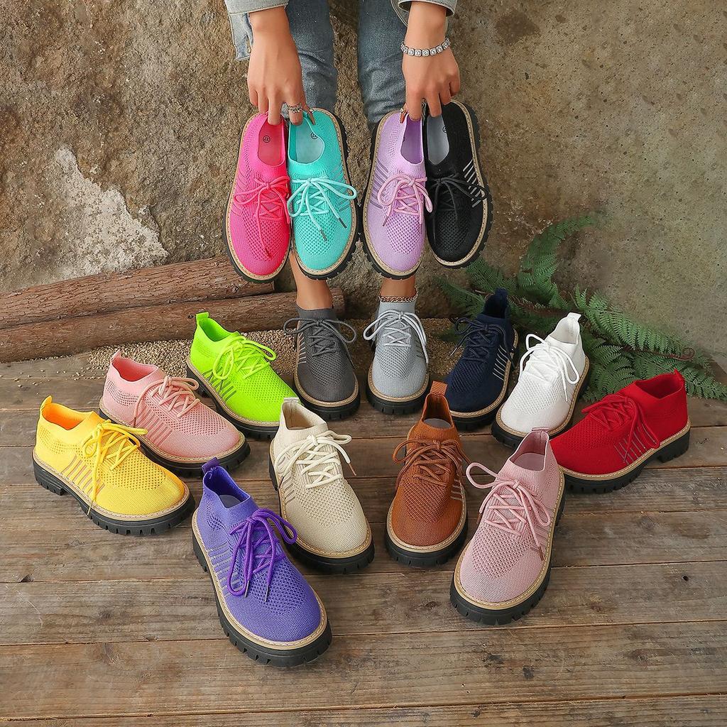 Übergrößen Schuhe für Damen 36-43 Sommer Frühling 2026 Damen Mesh Atmungsaktiv Bequem Schnürung Plateau Flats Sneaker Damen