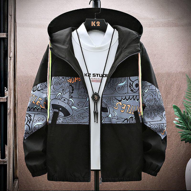 Pánská trendy pracovní bunda s kapucí v korejském stylu pro teenagery