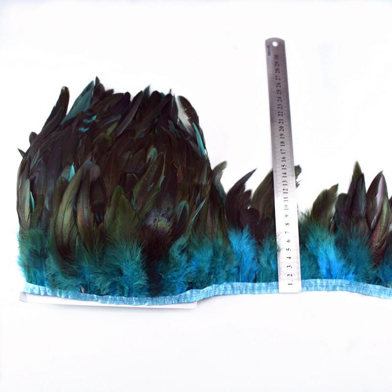 1Meter Natural Rooster Tail Feather Trims for Clothes Plumas 13-18cm Party Feathers for Crafts DIY Sewing Home Decoration Plume