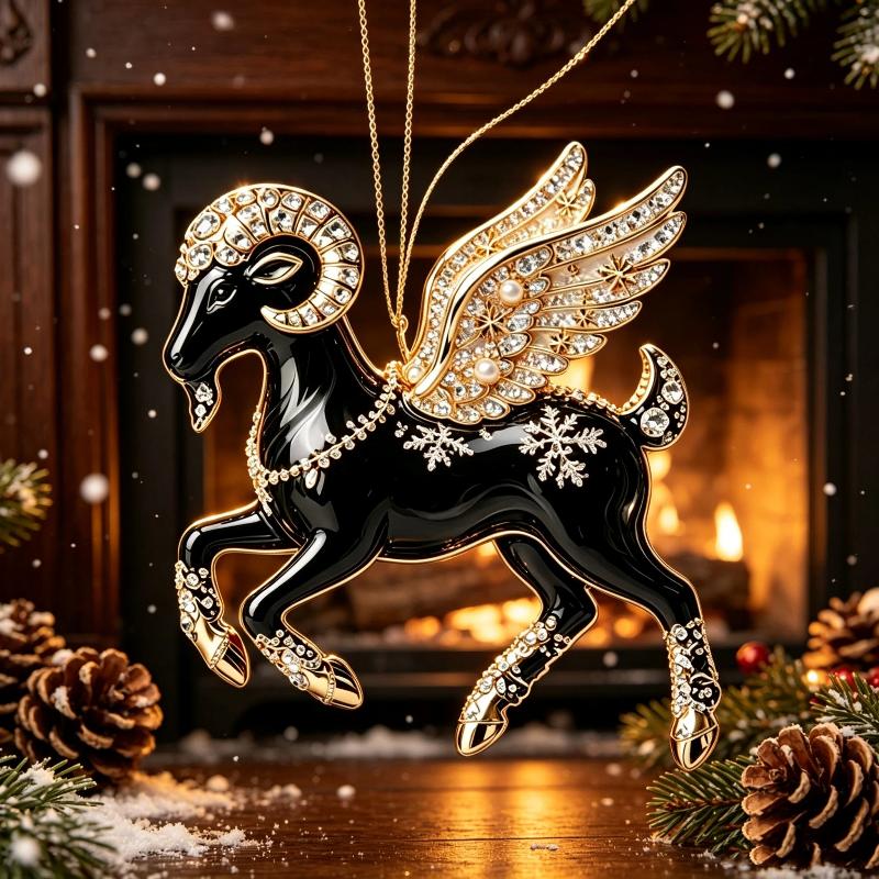 Christmas Tree Hanging Ornament Chinese Zodiac Goat Acrylic Pendant for Home Winter Holiday New Year Party Decor Gift