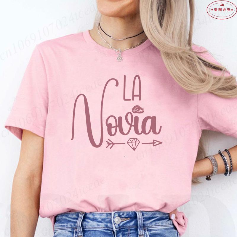 Mode Spansk Team Bride Squad T-shirt Möhippa Bröllop Y2k Toppar Kvinna Möhippa T-shirts Kortärmade Skjortor