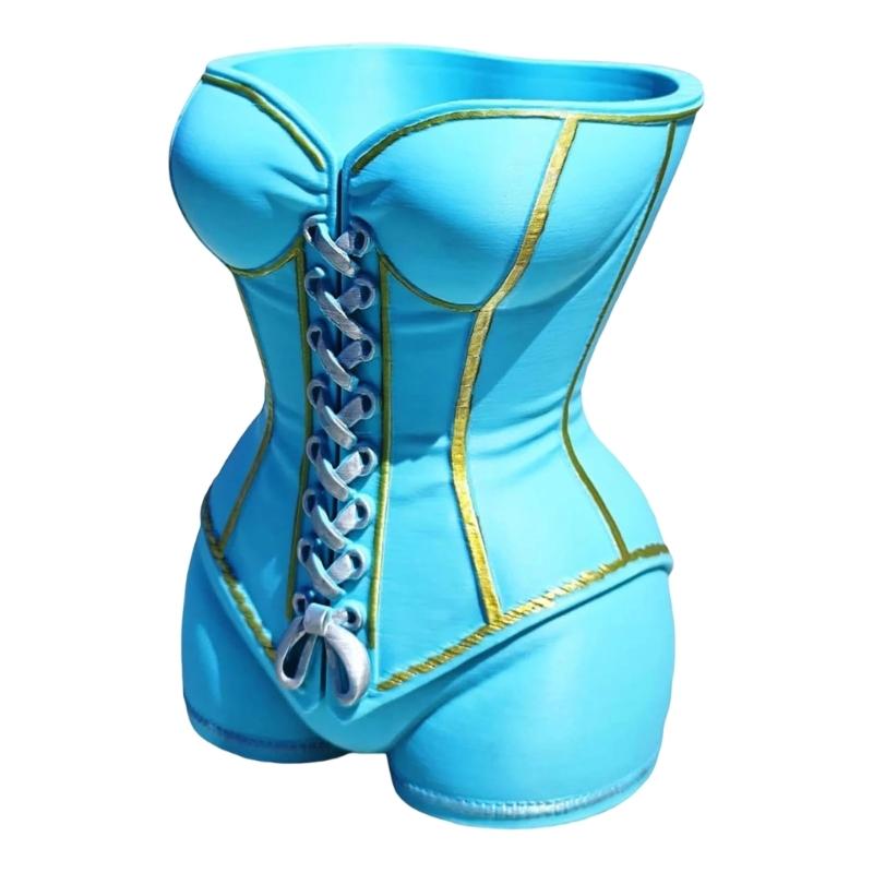 

3D Printed Corset Planter Elegant Female Body Design Modern Home Decors Artistic Flower Pot Succulents Vases Container синий