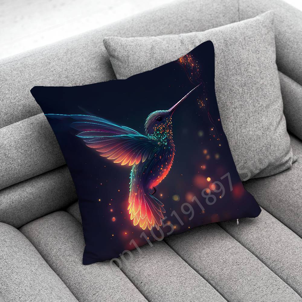 Colorful Bird Hummingbird Throw Pillow Case For 50x50cm 30x30cm 55x55cm 45x45cm 40x40cm Square Bed Pillowcase Cover