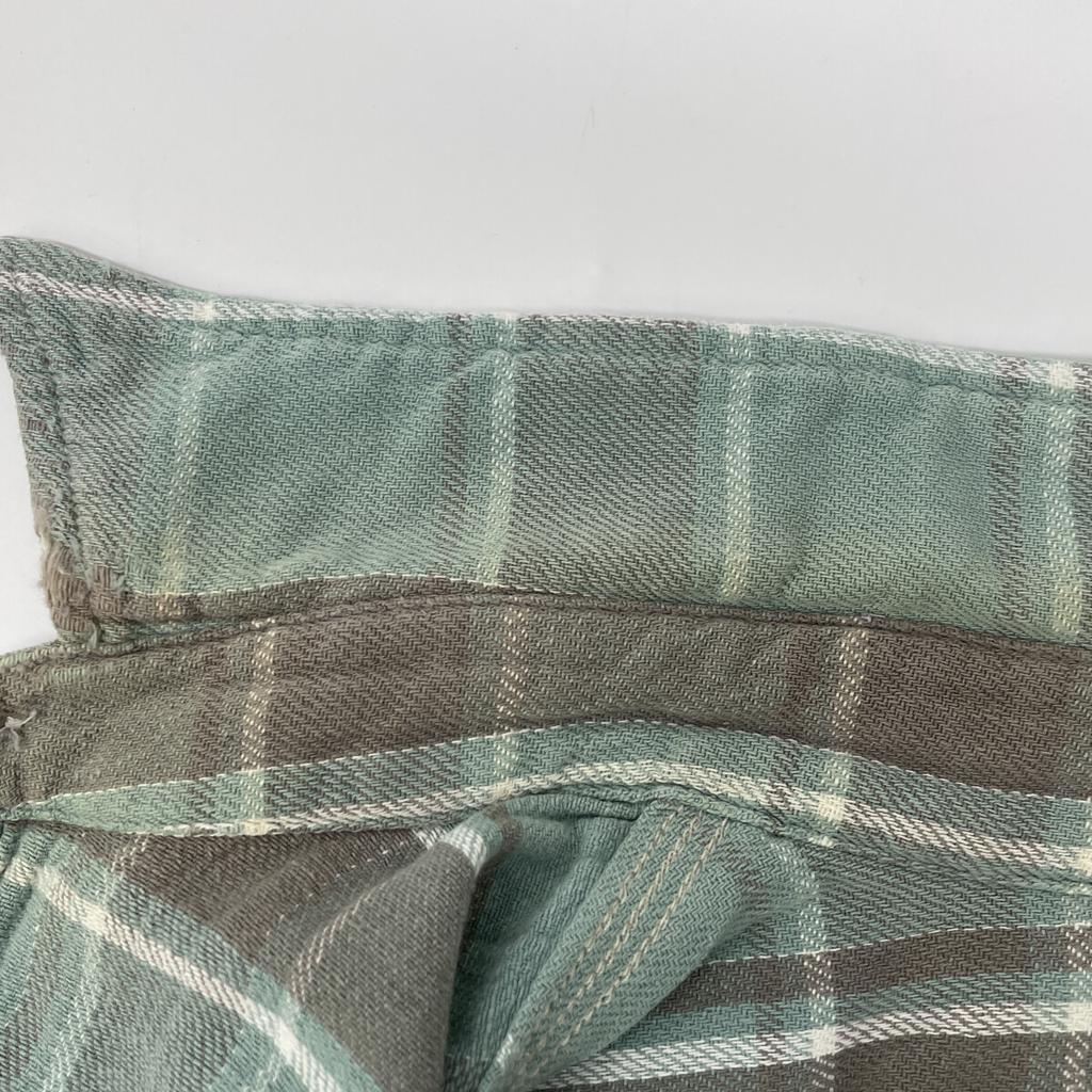 RRL Green X Gray Twill Check Pattern Long Sleeve Shirt Tops M Green X grayUsed
