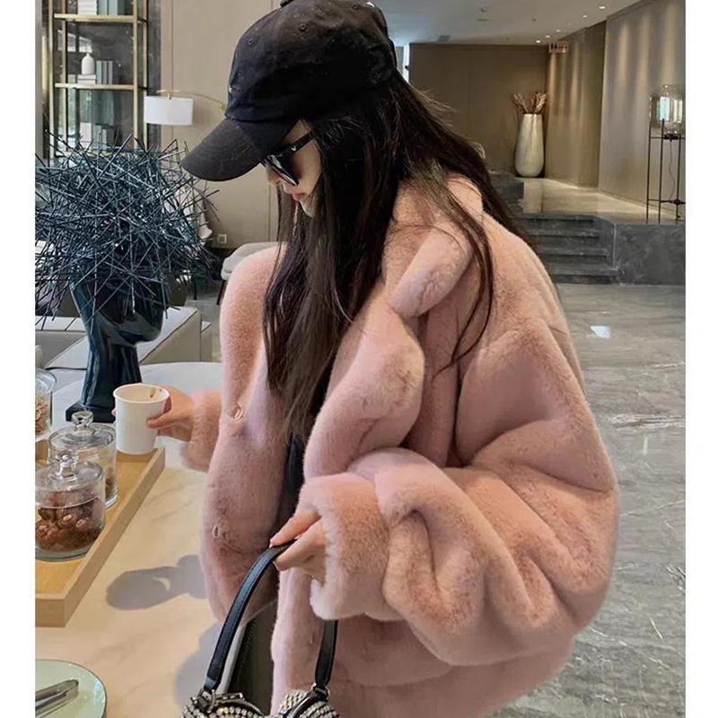 

WTEMPO женские зимние шубы женские свободные повседневные толстые теплые кашемировые пальто офисные женские белые розовые куртки верхняя одежда из норкового меха S розовый