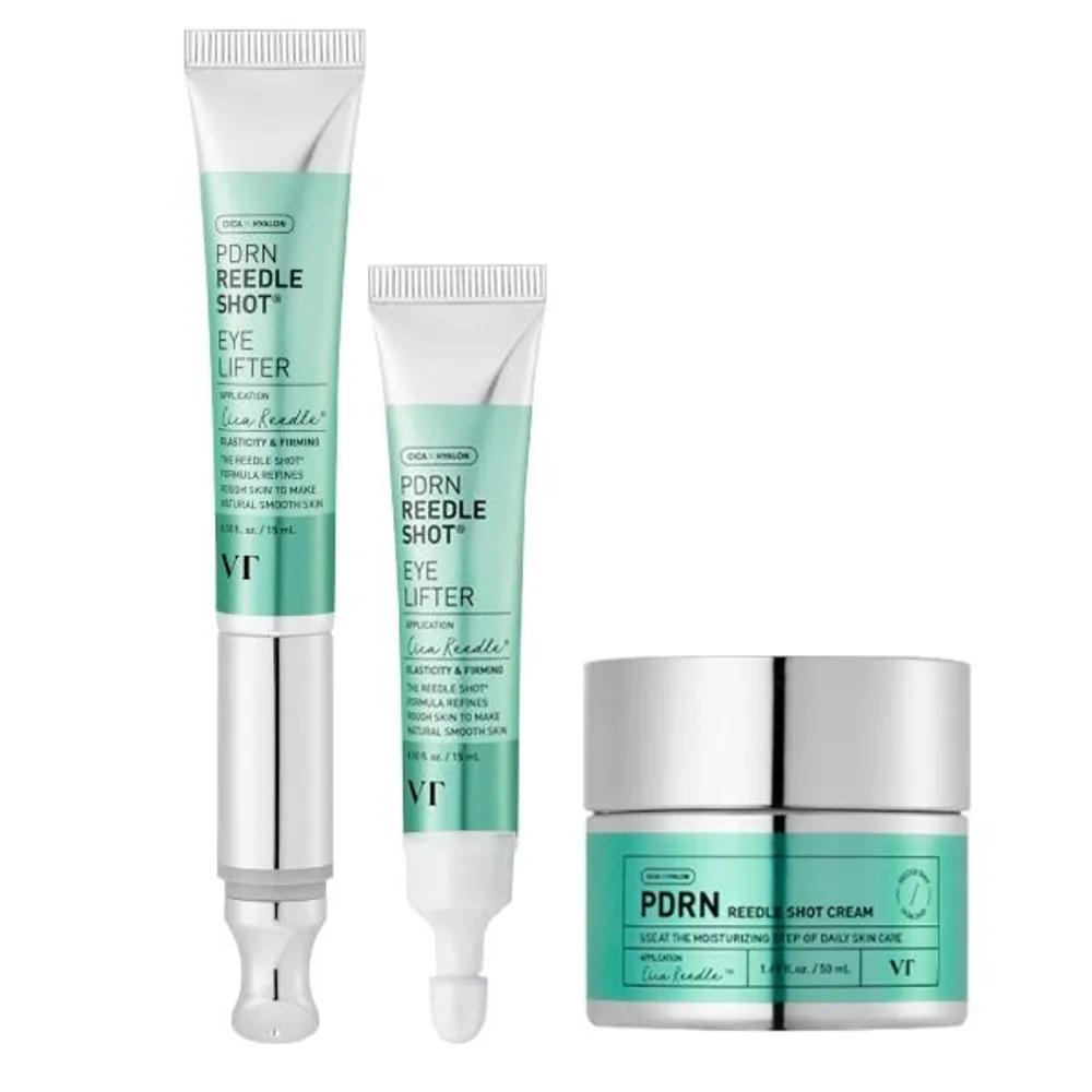 VT COSMETICS PDRN Vibrating Eye Lifter Riddle Shot Main Product 15ML + Refill 15ML + Cream 50ML