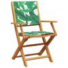 VidaXL Folding Garden Chairs Set of 4 Green Fabric and Solid Wood, Garden Seat, Patio Chair, Dining Chair of 3214586