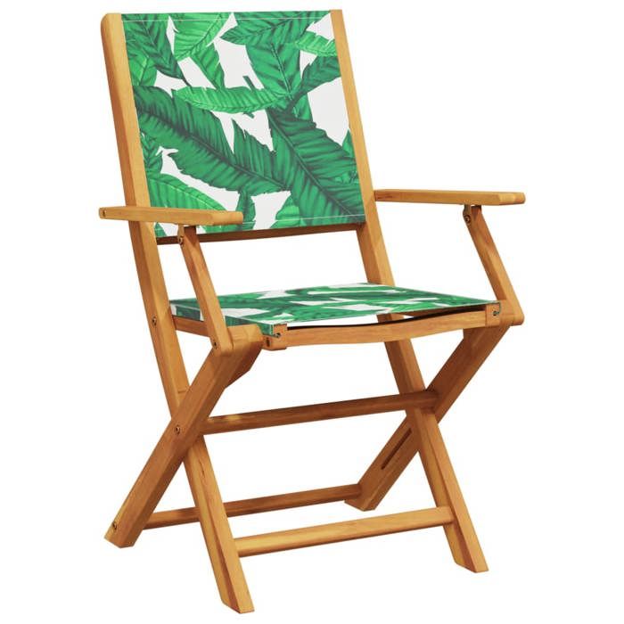 VidaXL Folding Garden Chairs Set of 4 Green Fabric and Solid Wood, Garden Seat, Patio Chair, Dining Chair of 3214586