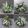 Forest Style Wedding Flower Pots with Green and White Floral Balls for Aisle, Windows, and Engagement Décor