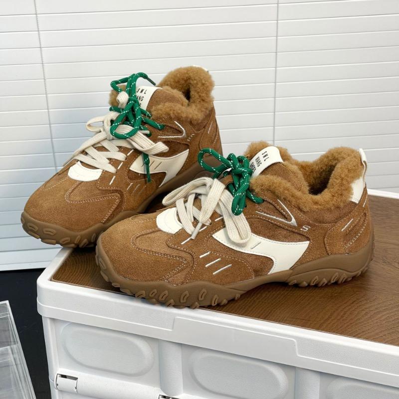 Small Inner Height Increase Women's New Cotton Shoes Autumn and Winter Velvet Versatile Sports Dad Shoes