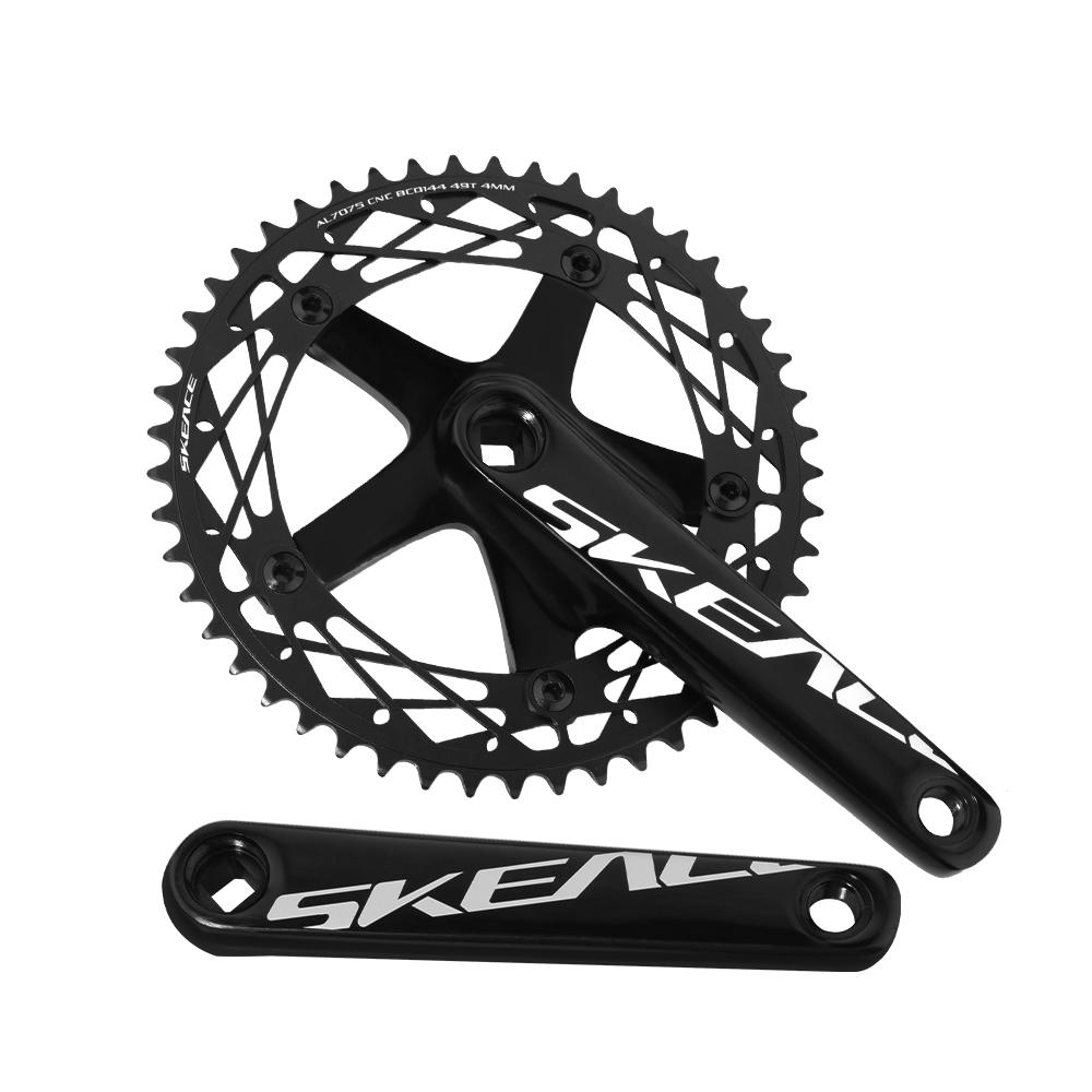 High Quality CNC BCD 144 Bicycle Accessories Black Crank 165mm 49T Square Tapered Bike Cranksets Skeace Track Crankset Aluminum alloy чёрный