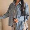 New Arrivals Open Run Loose Fit Cotton Spring Shirt Light Blue