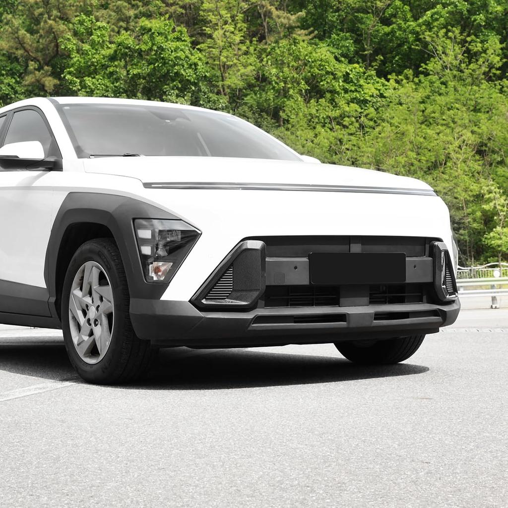 ABS Front Bumper Side Air Vent Cover Fog Light Lamp Decor Cover Front Bumper Middle Mesh Cover Compatible with Hyundai Kona 2024 2025 SX2 Accessories