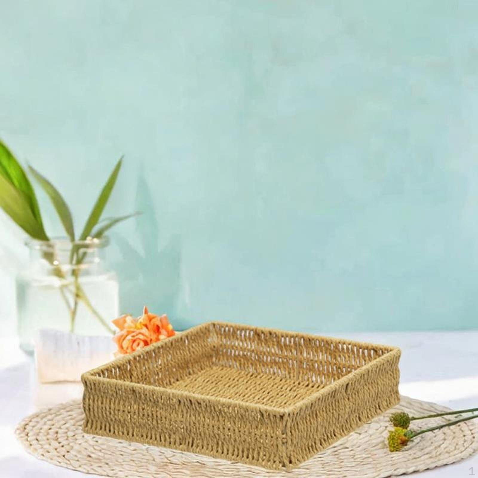 

Ручной плетеный поднос для сервировки корзина для украшения дома деревенский орнамент фрукты настольный органайзер для Yellow Rope Type