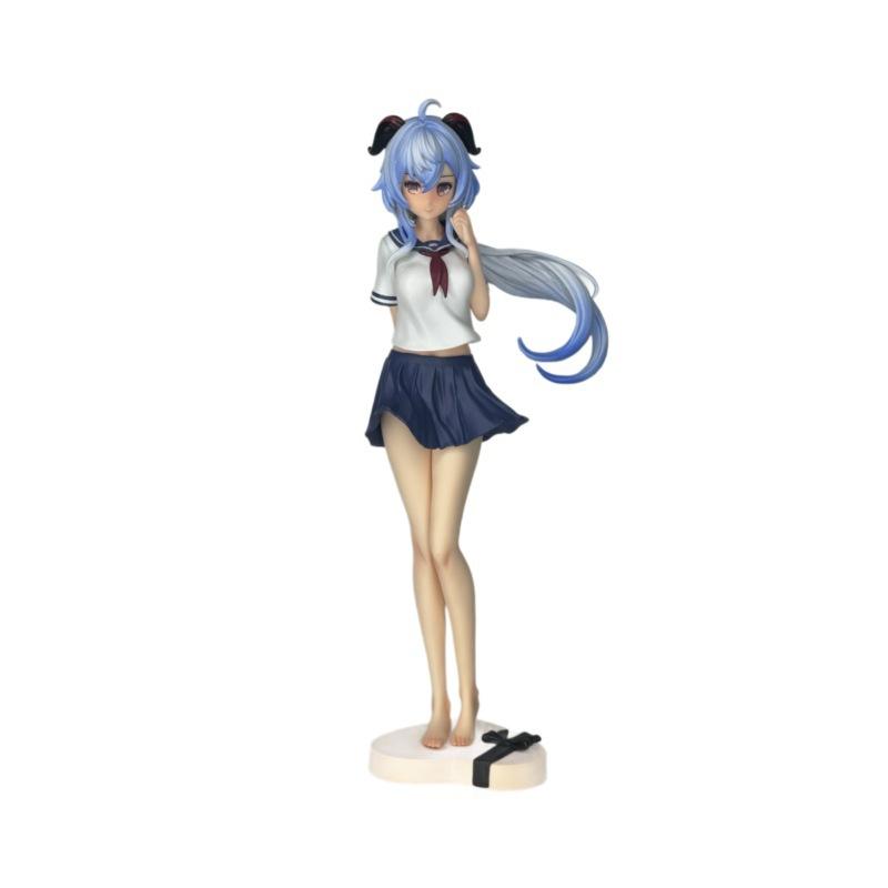 Anime Figure Ganyu Figures School Uniform Ganyu Kawaii Girl Figurine Pvc Statue Model Doll Room Ornament Collection Toy