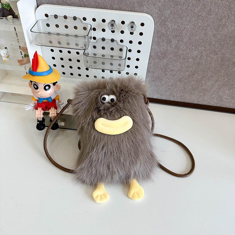 

Милая пушистая маленькая сумка женская новая модная пушистая сумка для мобильного телефона маленькая квадратная сумка осень-зима сумка-мессенджер для поездок на работу коричневый