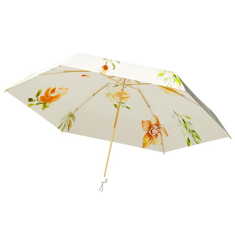 Sun Umbrella Women's Premium Capsule Umbrella Retro High Value Folding Umbrella Ultra Light Mini Lightweight Compact Parasol