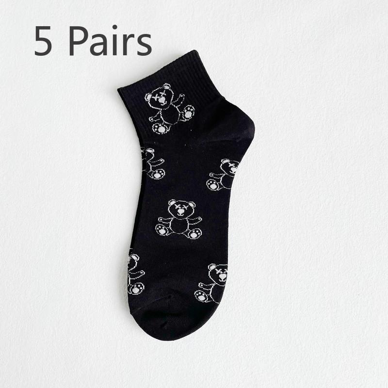 

5 пар носков для девочек Four Seasons Can Wear Sports Casual Cotton Bear 5 Pairs чёрный