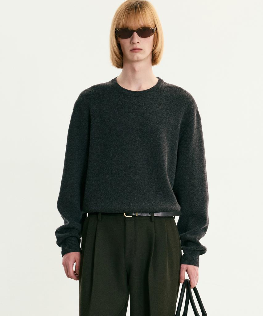 Tienjiti Wool Blended Round Neck Sweater (Dark Gray) Tnsw5F105Cg
