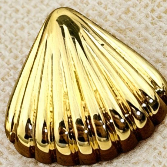 1 Pair Shell Earrings for Women, Chunky Vintage Ribbed Shell Shaped Earrings, Summer Beach Jewelry Gifts