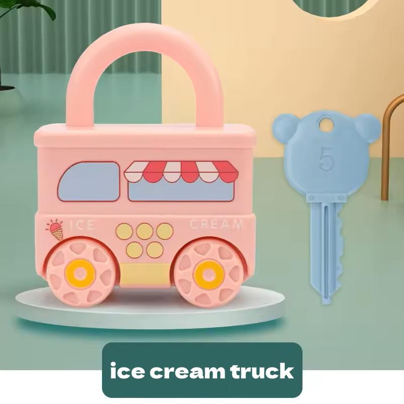 Car Shaped Puzzle Matching Lock Toy With Key For Children Educational Intellectual Development Cognition Buckle Unlocking Game