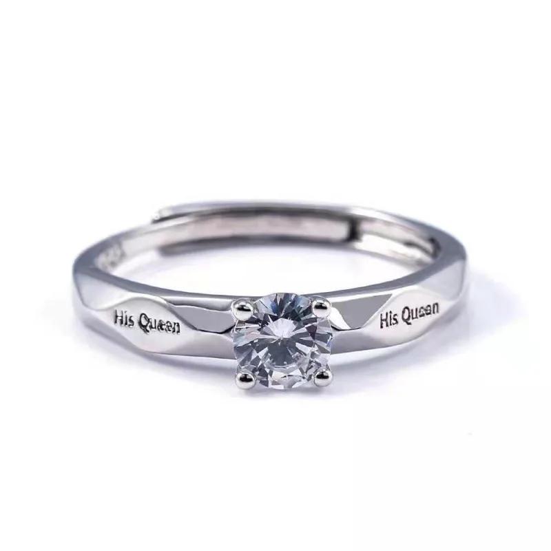 

Luxury Trendy Couple Pledge Love Token Ring with Letter His Queen&Her King Engraved Wedding Ring for Women&Men Finger Rings